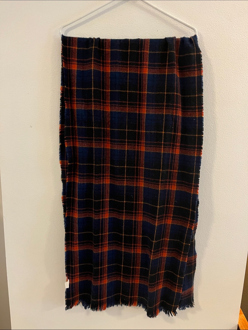 GAP Navy and Orange Plaid Scarf